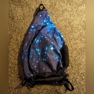 Black and blue galaxy shoulder crossbody back pack